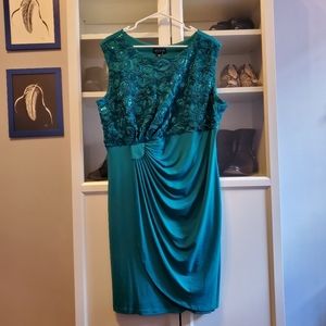 Plus Size Teal Cocktail Dress with Sequins